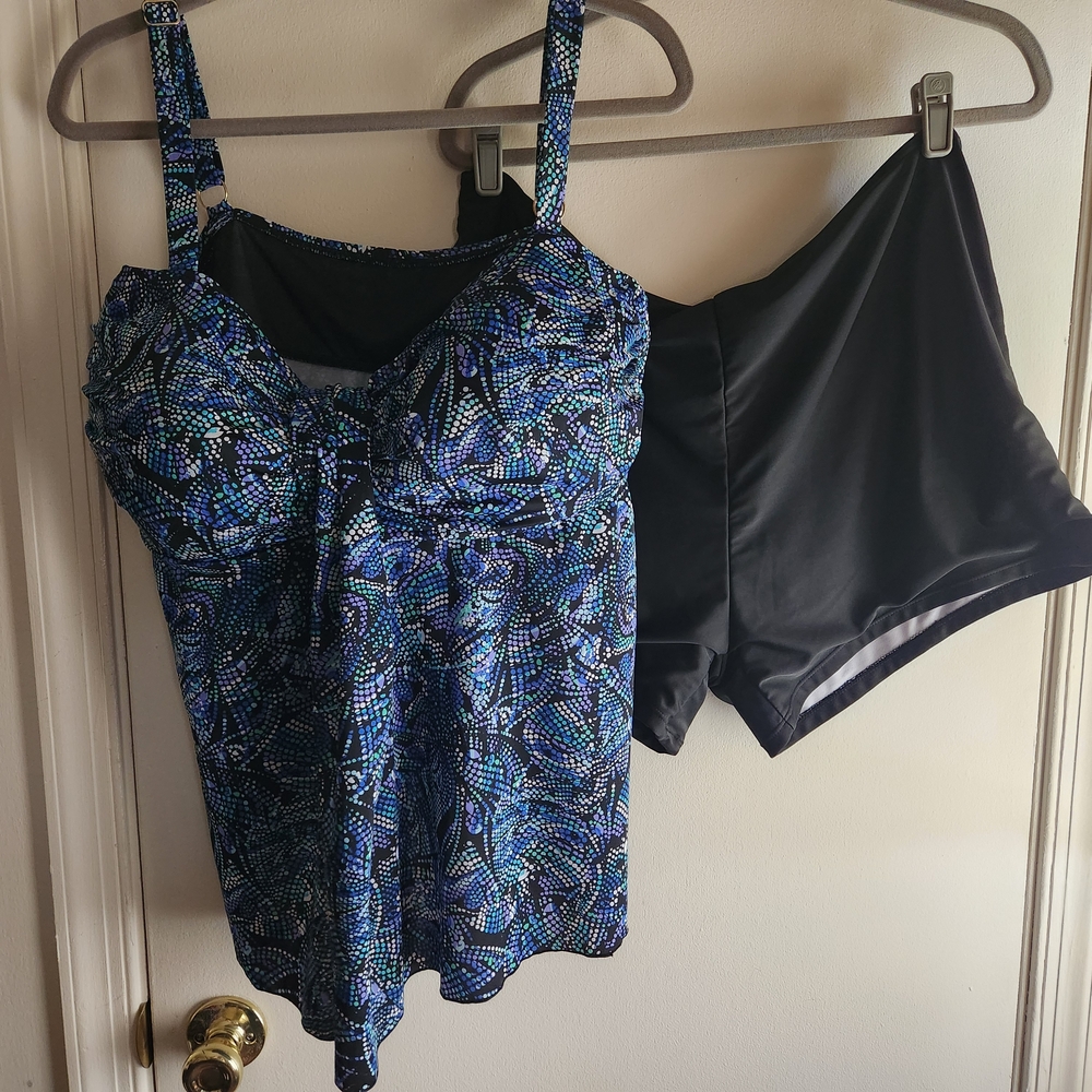 Women's Blue Patterned Swimwear Set